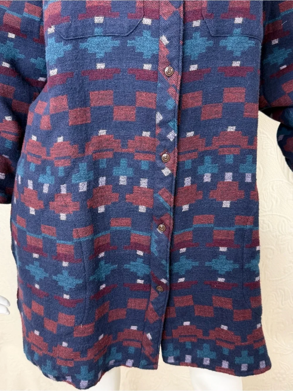LL Bean Signature XL NWT Aztec Patterned Southwestern Chamois Tunic Shirt Jacket